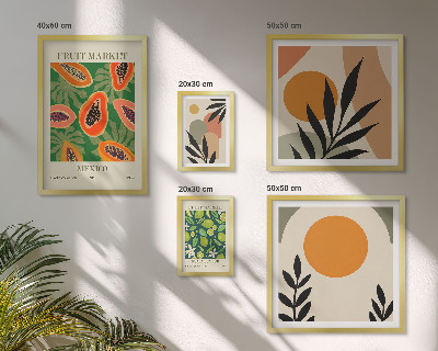 Set di 5 quadri Motivi retrò di frutta tropicale