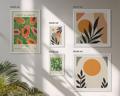 Set di 5 quadri Motivi retrò di frutta tropicale