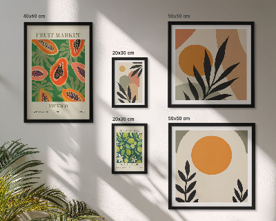Set di 5 quadri Motivi retrò di frutta tropicale