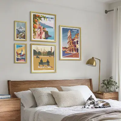 Set di quadri incorniciati con paesaggi delle città europee