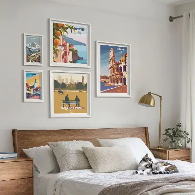 Set di quadri incorniciati con paesaggi delle città europee