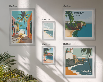 Set di 5 quadri spiagge marine colorate