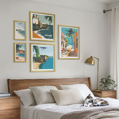 Set di 5 quadri spiagge marine colorate