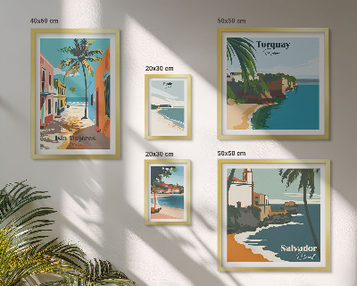 Set di 5 quadri spiagge marine colorate