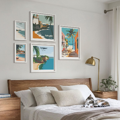 Set di 5 quadri spiagge marine colorate