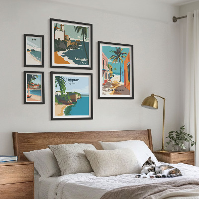 Set di 5 quadri spiagge marine colorate