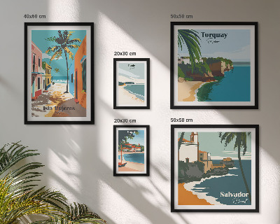 Set di 5 quadri spiagge marine colorate