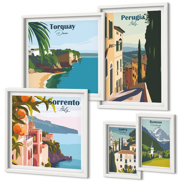 Polittico con cornice Pittoresche cittadine italiane