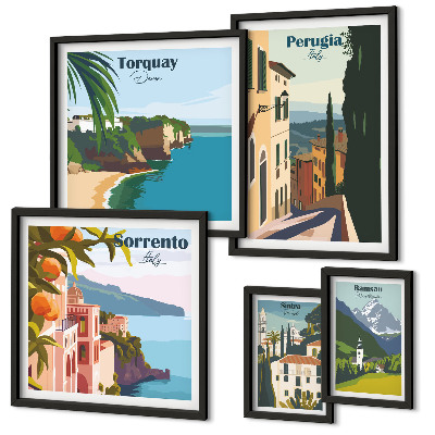 Polittico con cornice Pittoresche cittadine italiane