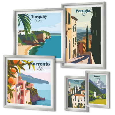 Polittico con cornice Pittoresche cittadine italiane