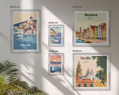 Set di 5 quadri Paesaggi delle città costiere