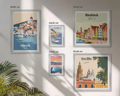 Paesaggi delle città costiere set di 5 quadri