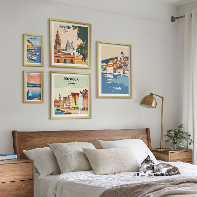 Set di 5 quadri Paesaggi delle città costiere