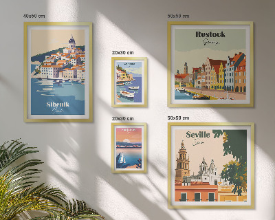 Set di 5 quadri Paesaggi delle città costiere