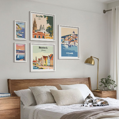 Set di 5 quadri Paesaggi delle città costiere
