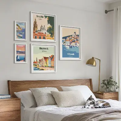 Paesaggi delle città costiere set di 5 quadri