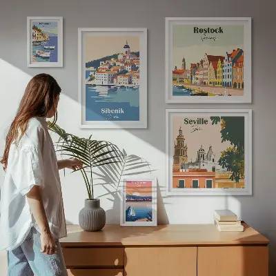 Paesaggi delle città costiere set di 5 quadri