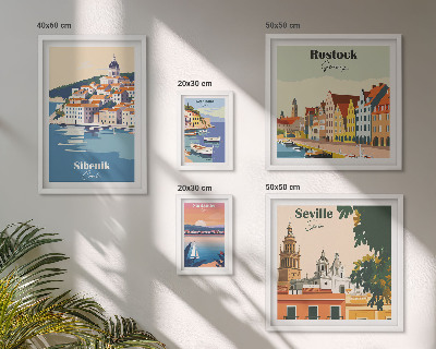 Set di 5 quadri Paesaggi delle città costiere