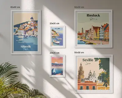 Paesaggi delle città costiere set di 5 quadri