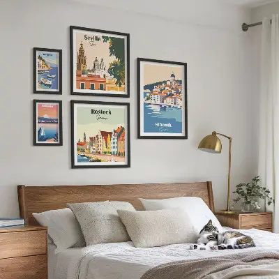 Paesaggi delle città costiere set di 5 quadri