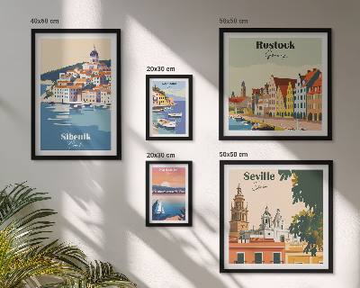 Set di 5 quadri Paesaggi delle città costiere