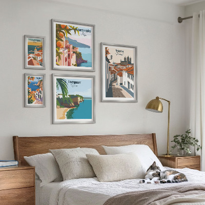 Set di 5 quadri Pittoresche città d'Europa