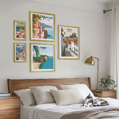 Set di 5 quadri Pittoresche città d'Europa