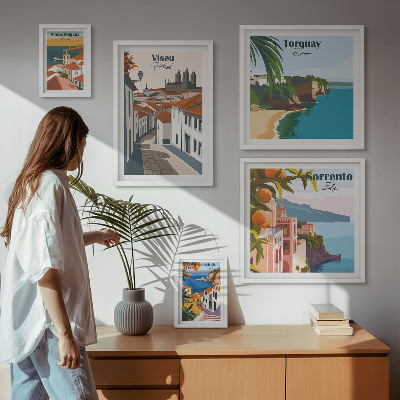 Set di 5 quadri Pittoresche città d'Europa