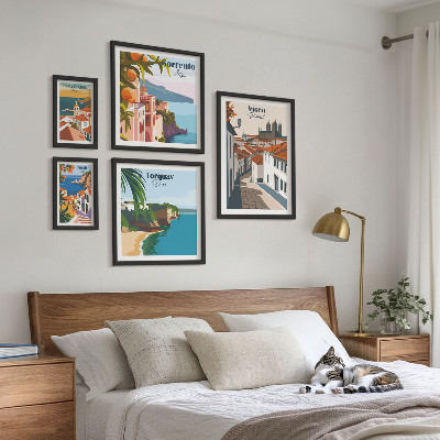 Set di 5 quadri Pittoresche città d'Europa