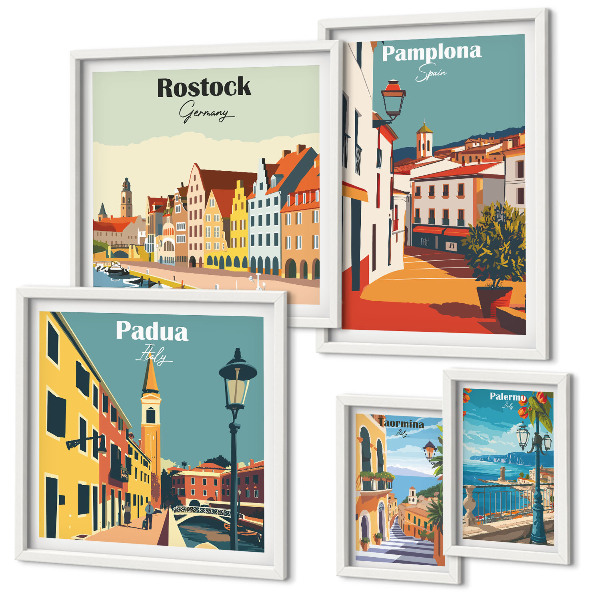 Set di quadri incorniciati Architettura e vedute di città europee