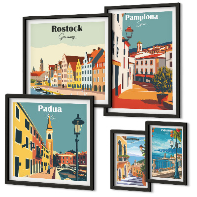 Set di quadri incorniciati Architettura e vedute di città europee