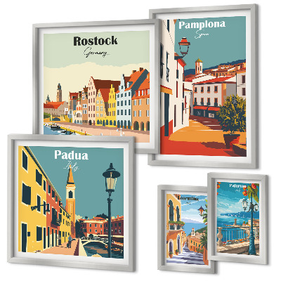 Set di quadri incorniciati Architettura e vedute di città europee