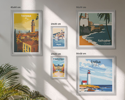 Set di 5 quadri Paesaggi urbani con lanterne