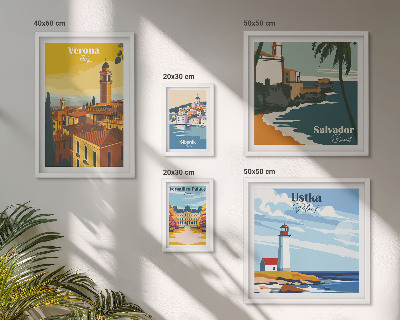 Set di 5 quadri Paesaggi urbani con lanterne