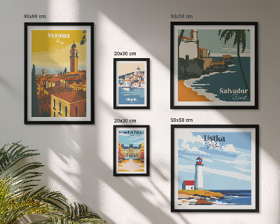 Set di 5 quadri Paesaggi urbani con lanterne