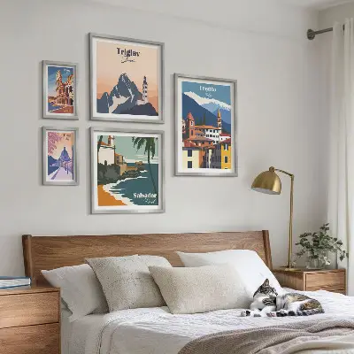 Set di quadri incorniciati con paesaggi urbani europei