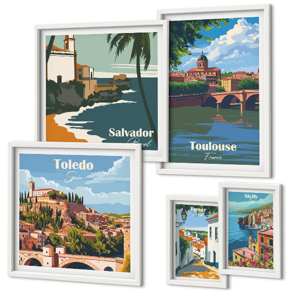 Polittico con cornice panorami delle città europee