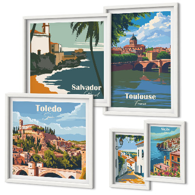 Polittico con cornice panorami delle città europee