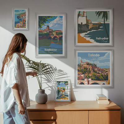 Polittico con cornice panorami delle città europee