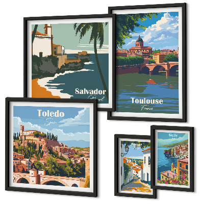 Polittico con cornice panorami delle città europee