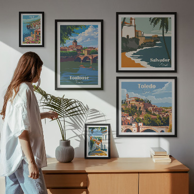 Polittico con cornice panorami delle città europee