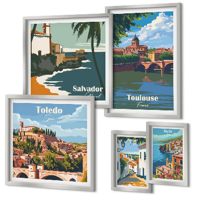 Polittico con cornice panorami delle città europee