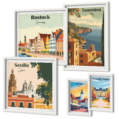 Set di 5 quadri Paesaggi delle città europee