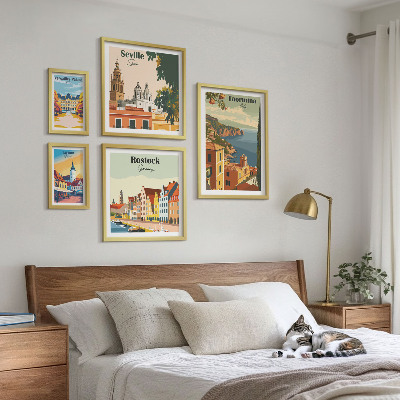 Set di 5 quadri Paesaggi delle città europee