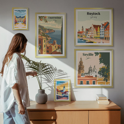 Set di 5 quadri Paesaggi delle città europee