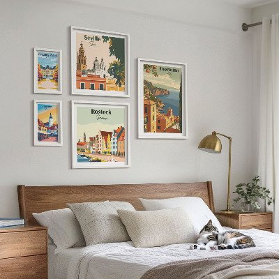 Set di 5 quadri Paesaggi delle città europee