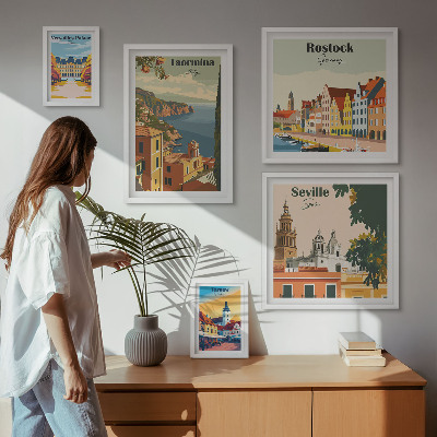 Set di 5 quadri Paesaggi delle città europee