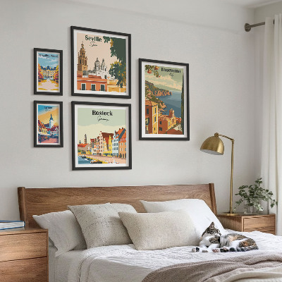 Set di 5 quadri Paesaggi delle città europee