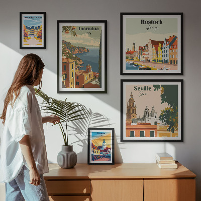 Set di 5 quadri Paesaggi delle città europee