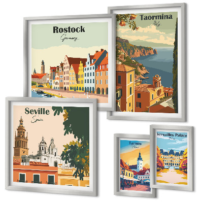 Set di 5 quadri Paesaggi delle città europee